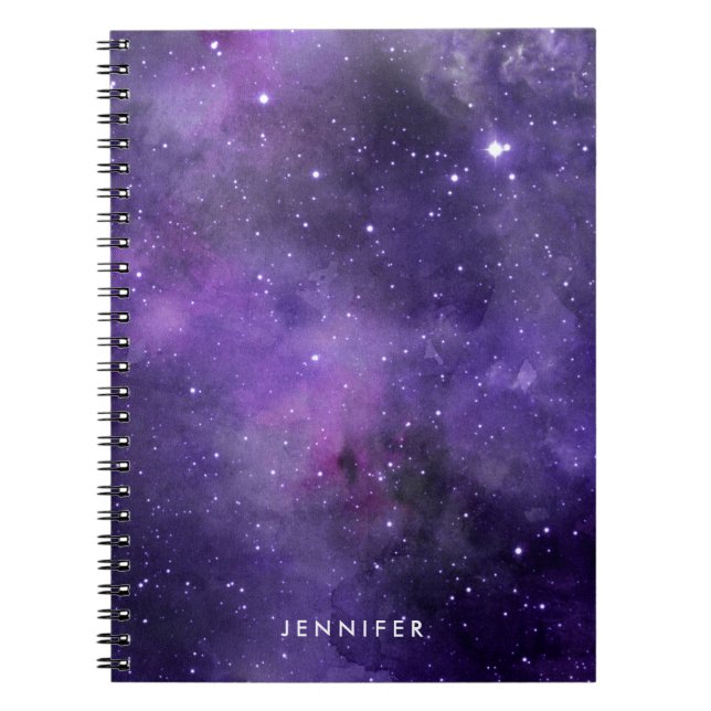 Carnet Aquarelle violet espace Galaxie (Devant)