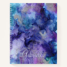 Carnet Aquarelle violette et bleu Galaxy Nom