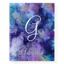 Aquarelle violette et bleu Galaxy Nom initial