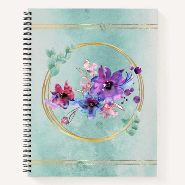 Carnet Aquarelle violette Florale (Devant)