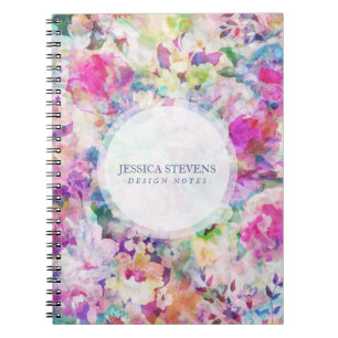 Carnet Aquarelles Fleurs colorées Collage Motif