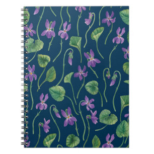 Carnet Aquarelles violettes sur fond bleu