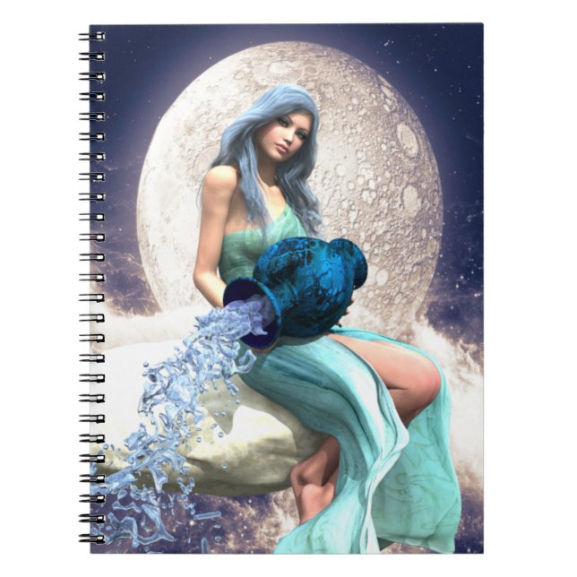 Carnet Aquarius - Une femme qui verse de l'eau d'un Jug (Devant)
