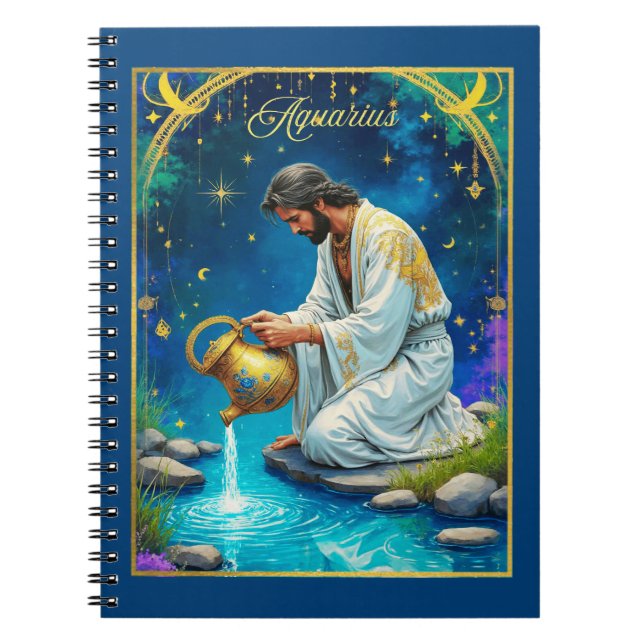 Carnet Aquarius Zodiac Sign Under a Starry Sky (Devant)