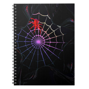 Carnet Araignée Rouge Dans Une Toile Qui Brille