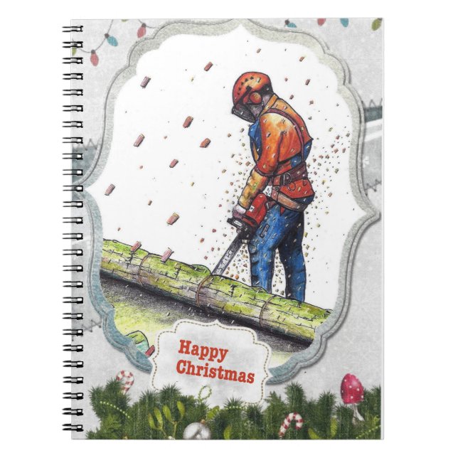 Carnet Arborist chainsaw tree surgeon Gift Christmas (Devant)