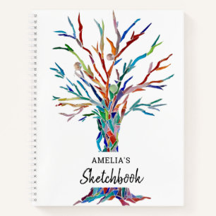 Carnet Arbre de couleur arc-en-ciel personnalisé