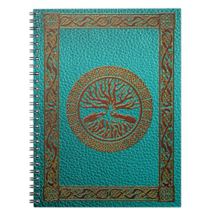Carnet Arbre de la vie - Yggdrasil - cuir de relief de