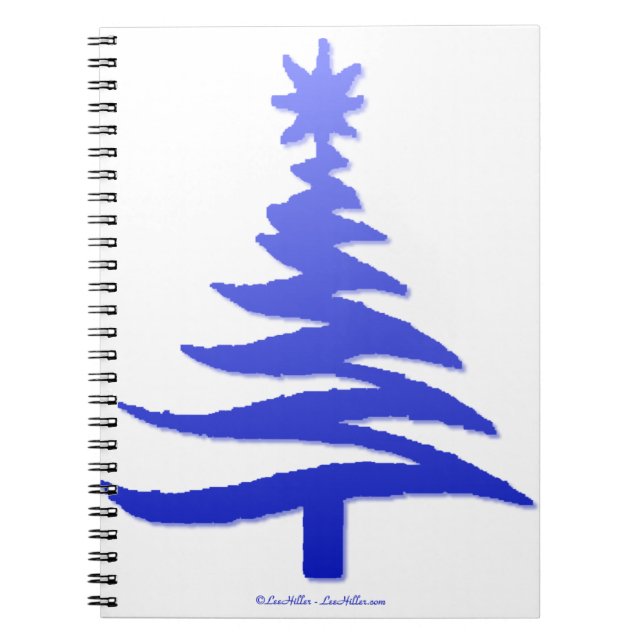 Carnet Arbre de Noël Moderne Pochoir Imprimé Bleu (Devant)