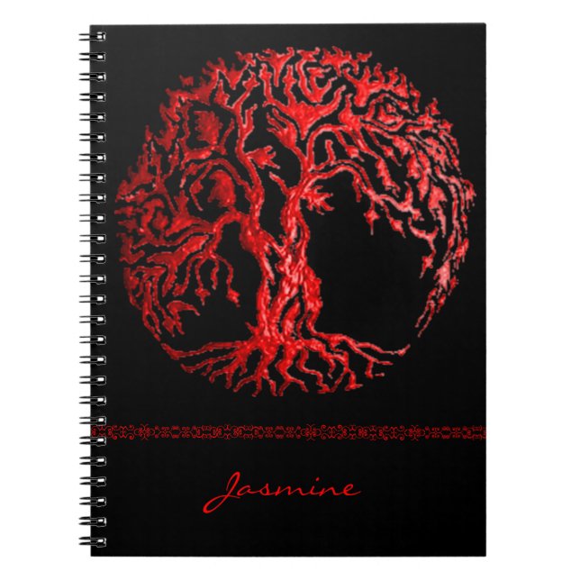 Carnet Arbre de vie Mehndi (henné) (rouge) (Devant)
