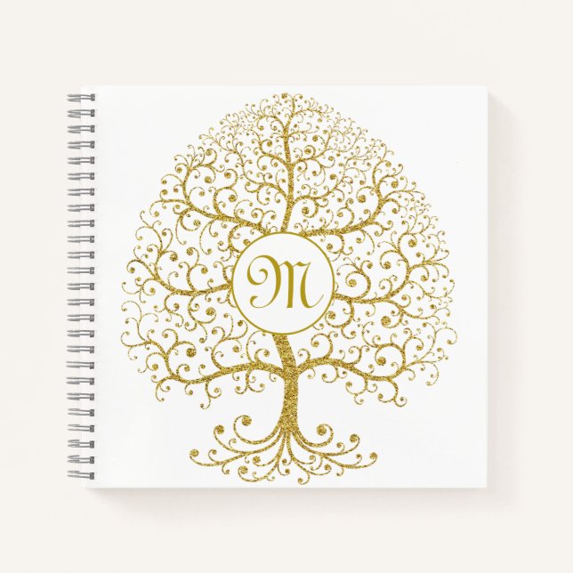 Carnet Arbre de vie Monogramme Or moderne Luxe (Devant)