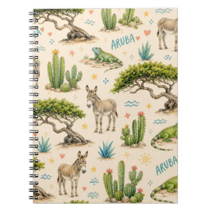 Carnet Arbre divi d'Aruba, âne, iguane, cactus