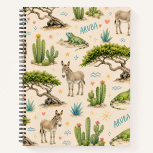 Carnet Arbre divi d'Aruba, âne, iguane, cactus