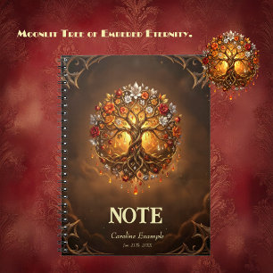 Carnet Arbre éclairé par la lune d'éternité embrasée.