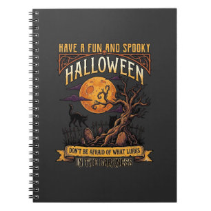 Carnet Arbre effrayant Halloween pleine lune chat noir ci