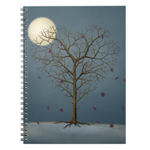 Carnet Arbre en forme de coeur mélancolique sous la Plein