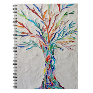 Carnet Arbre en mosaïque arc-en-ciel