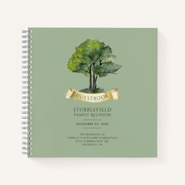 Carnet Arbre généalogique aquarelle Famille Réunion Invit (Devant)