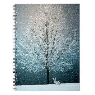 Carnet Arbre givré le soir