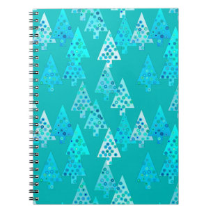 Carnet Arbres de Noël à fleurs modernes - turquoise