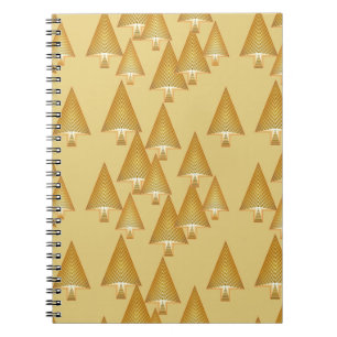 Carnet Arbres de Noël métalliques modernes - or jaune