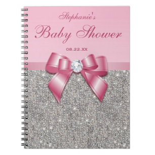 Carnet Arc de rose de paillettes d'argent de Guestbook de
