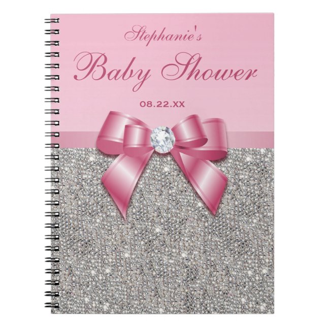 Carnet Arc de rose de paillettes d'argent de Guestbook de (Devant)