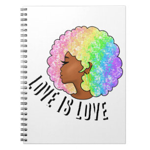 Carnet arc-en-ciel afro LGBTQ l'amour est l'amour fierté