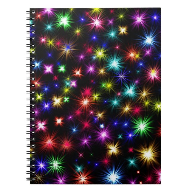 Carnet Arc-en-ciel brillant Étincelles, Étoiles et feux d (Devant)