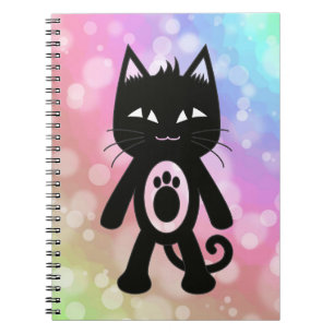 Carnet Arc-en-ciel de Kawaii et chat noir