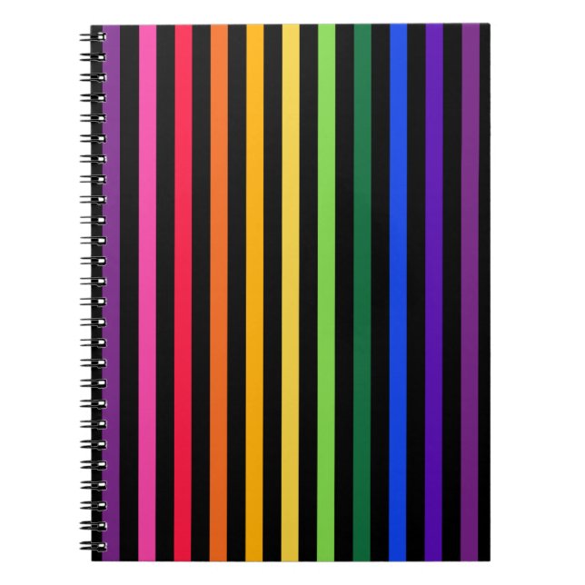 Carnet Arc-en-ciel et rayures noires (Devant)