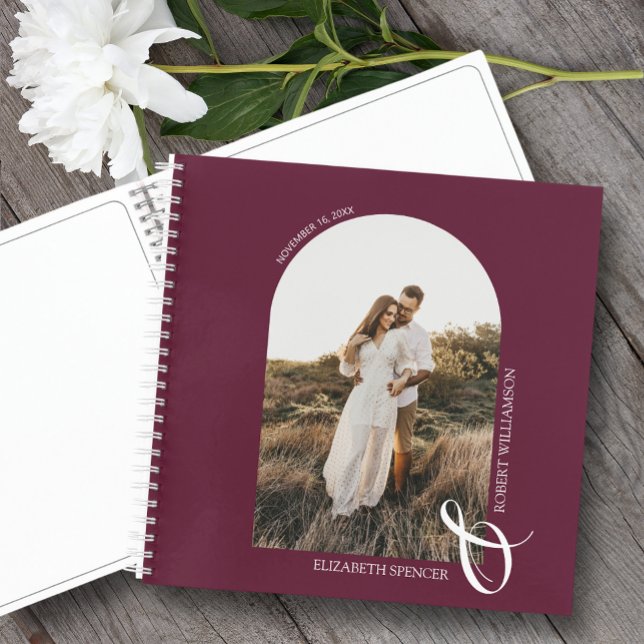Carnet Arche photo moderne Mariage Bourgogne Spiral Guest (Change the pages to any of the styles available. LOTS of colors in our collection.)
