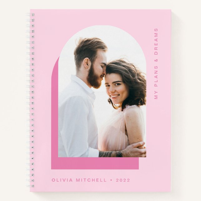 Carnet Arche simple | Moderne Blush et rose avec photo (Devant)