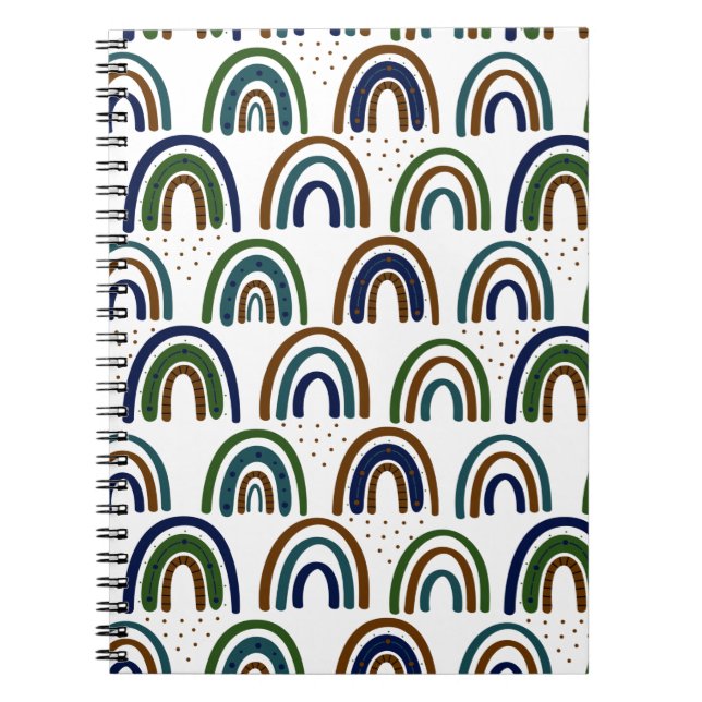 Carnet Arcs-en-ciel Boho Bleu Vert et Marron (Devant)