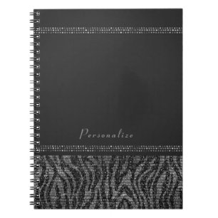 Carnet Argent d'étincelle de zèbre et Bling élégant
