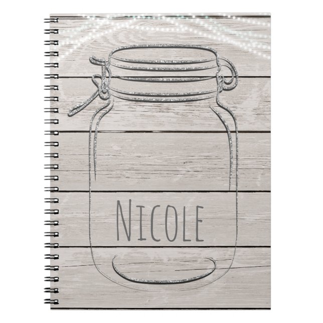 Carnet Argent Faux Parties scintillant Mason Jar Sparkle  (Devant)