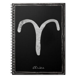 Carnet Aries martelé argent stylisé symbole astrologie