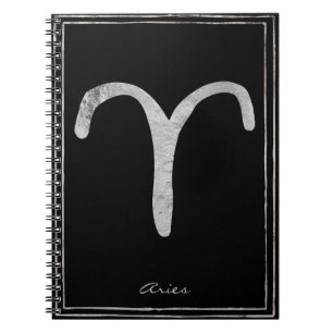 Carnet Aries martelé argent stylisé symbole astrologie