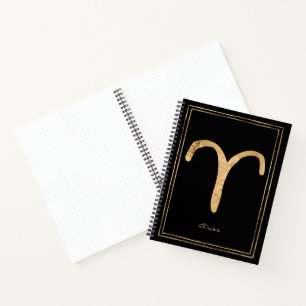 Carnet Aries martelé or stylisé astrologie symbole note
