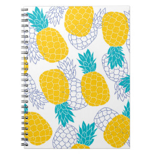 Carnet Arrière - plan blanc ananas, motif sans soudure.