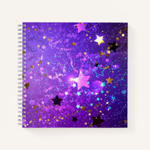 Carnet Arrière - plan de feuille violet avec étoiles