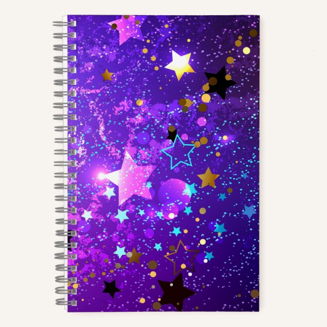 Carnet Arrière - plan de feuille violet avec étoiles (Recto)