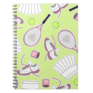 Carnet Arrière - plan de vert de motif de fille de tennis