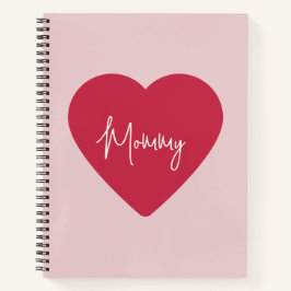 Carnet Arrière - plan rose doux et coeur rouge - maman |