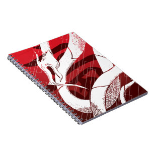 Carnet Arrière - plan rouge dragon japonais blanc