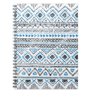 Carnet Arrière - plan sans couture blanc bleu ethnique.