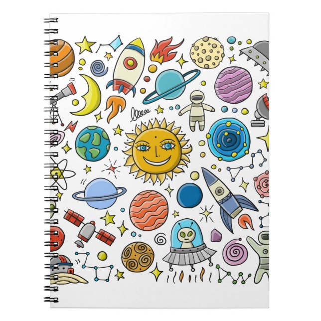 Carnet Arrière - plan spatial. Planètes du système solair (Devant)