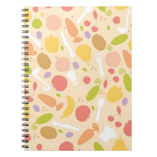 Carnet Arrière - plan végétarien de motif de cuisine (Devant)