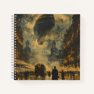 Carnet Arrivée en soirée - Une scène de rue Steampunk