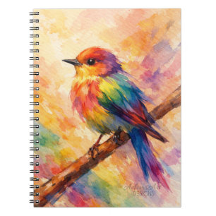 Carnet Art à l'aquarelle d'oiseau chanteur arc-en-ciel vi